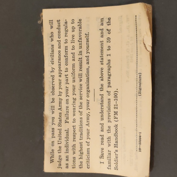 WWll Enlisted Man's Temporary Pass booklet ephemeral - Picture 2 of 4